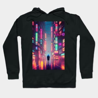 Man Tokyo Neon Anime Japan Rainy Night Street Vibes <3 Hoodie